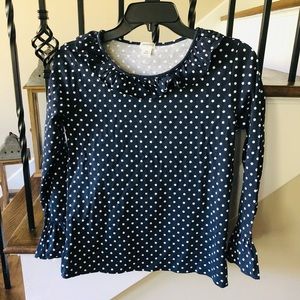 Girls Navy Blue and White Polka Dot Crewcuts Shirt Size 14